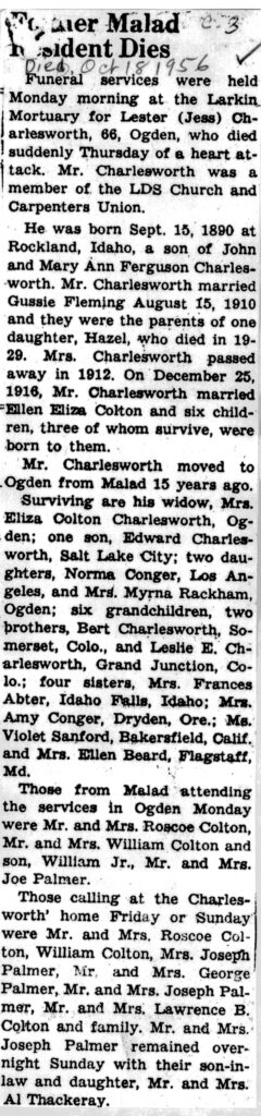 Lester (Jess) Charlesworth obit