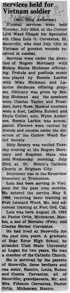 Luis G Cervantez obit and funeral