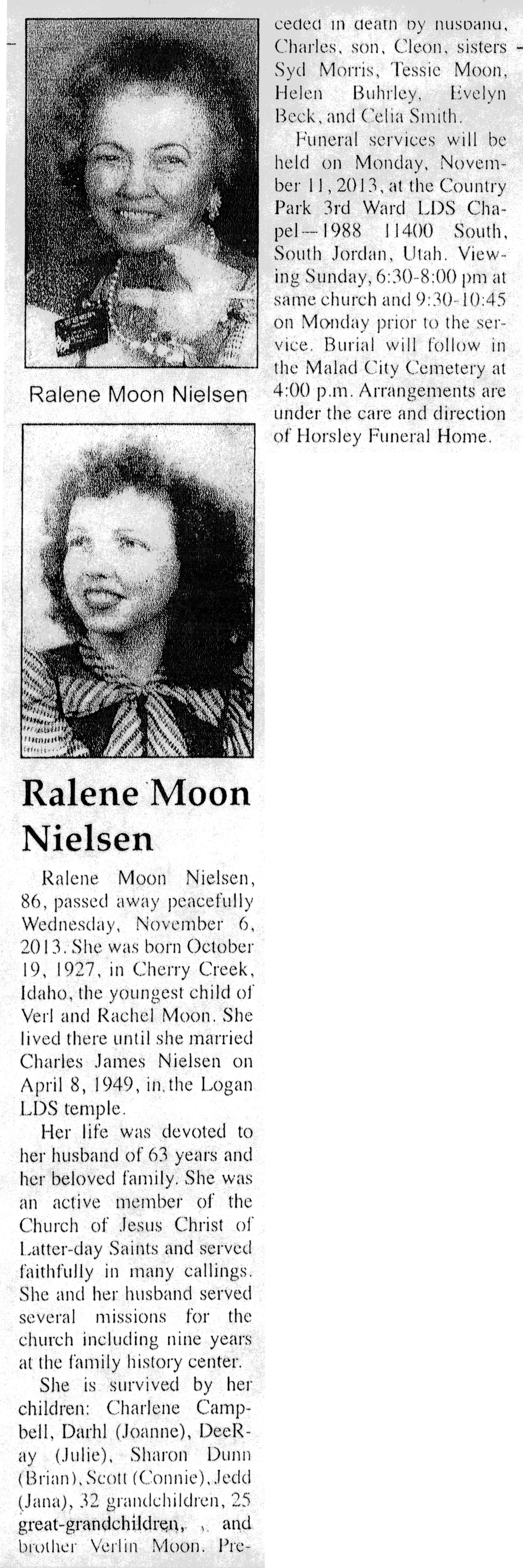 Ralene Moon Nielsen obit
