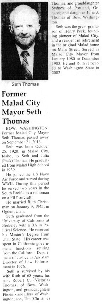 Seth Thomas obit