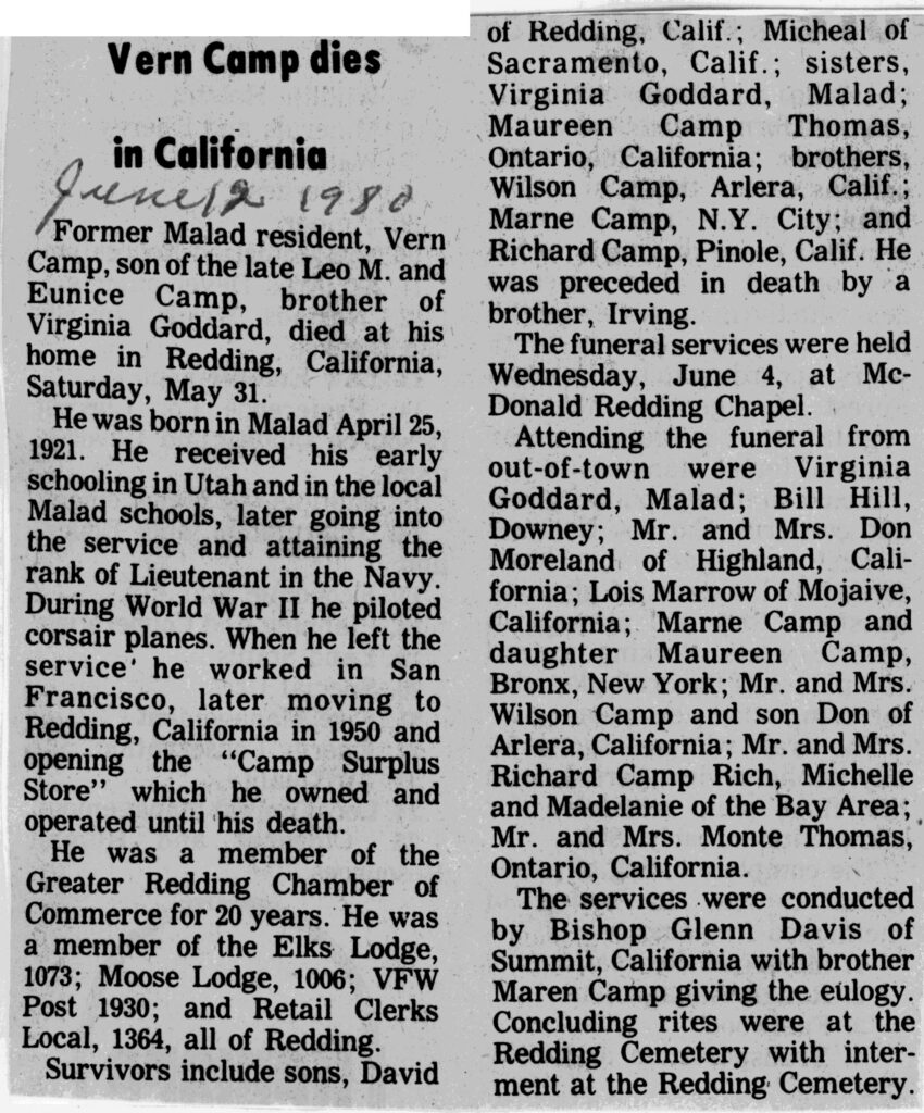 Vern Camp obit