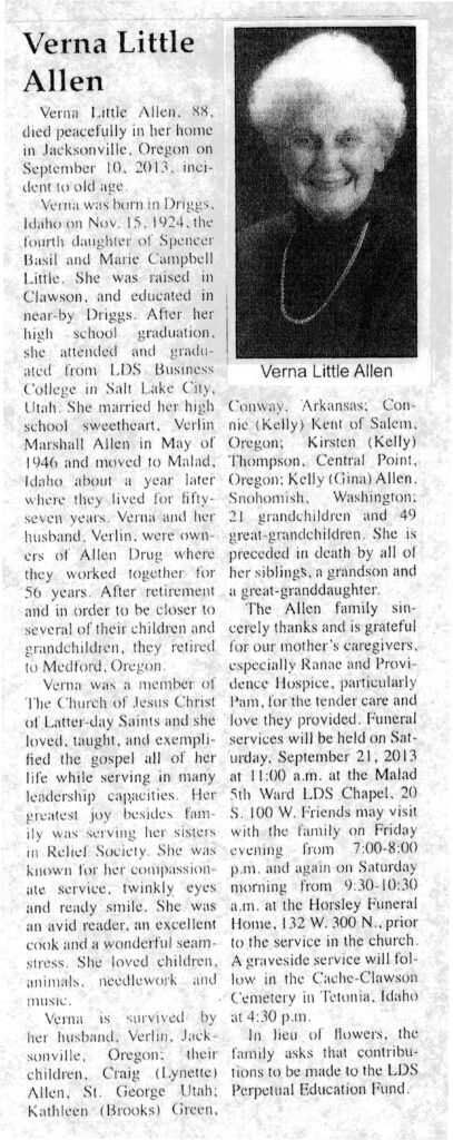 Verna Little Allen obit