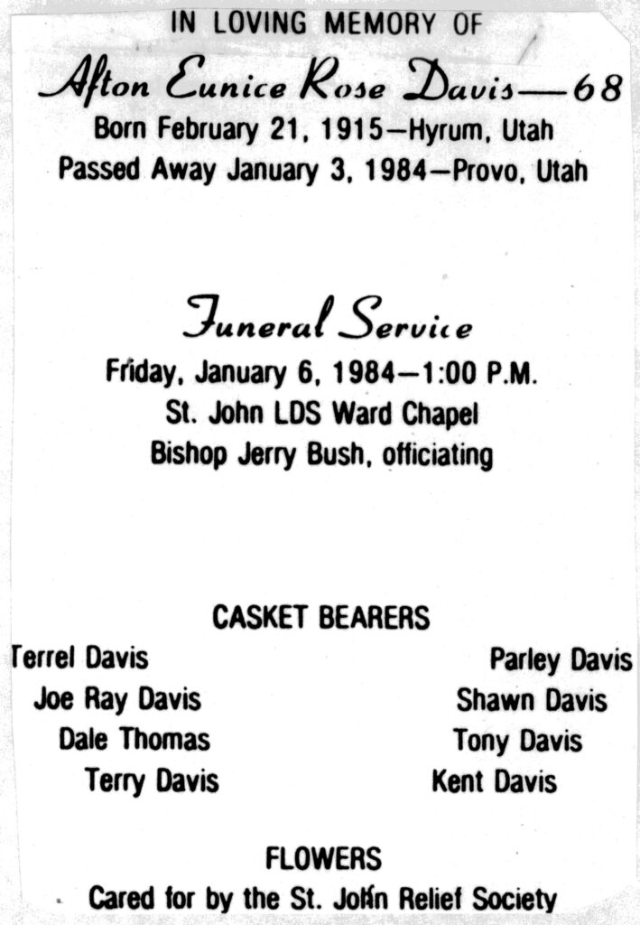 Afton Eunice Rose Davis program