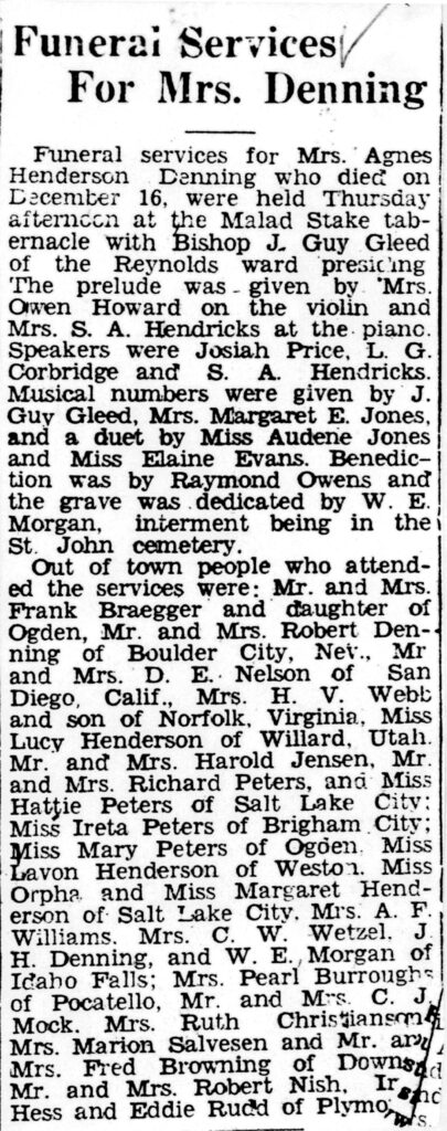 Agnes Henderson Denning funeral
