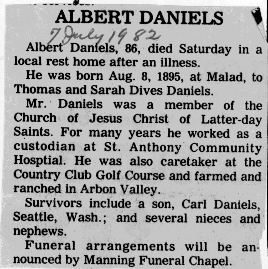 Albert Daniels obit
