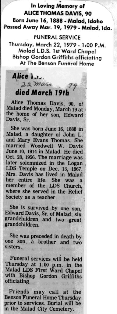 Alice Thomas Davis obit