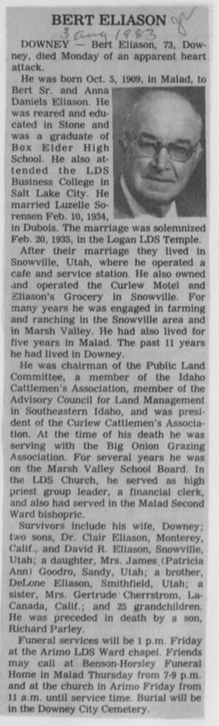 Bert Eliason obit