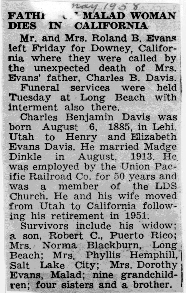 Charles B Davis obit