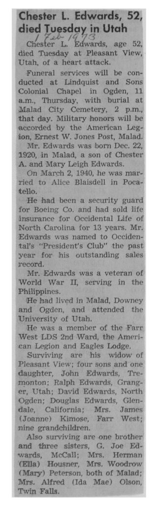 Chester L Edwards obit