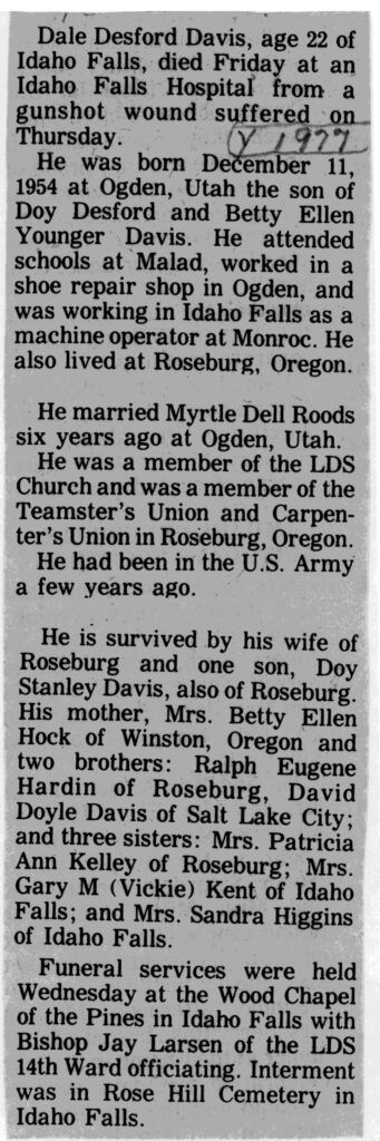 Dale Desford Davis obit