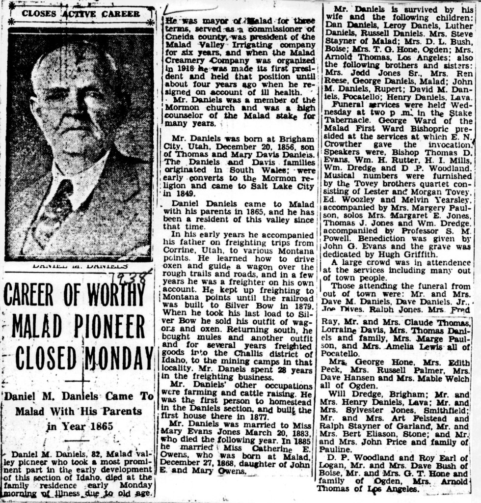 Daniel M Daniels obit and funeral