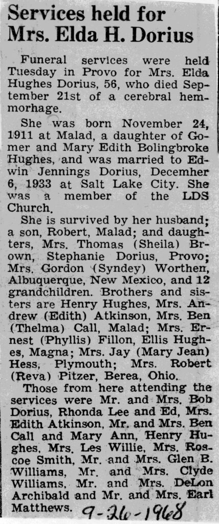 Elda Hughes Dorius obit