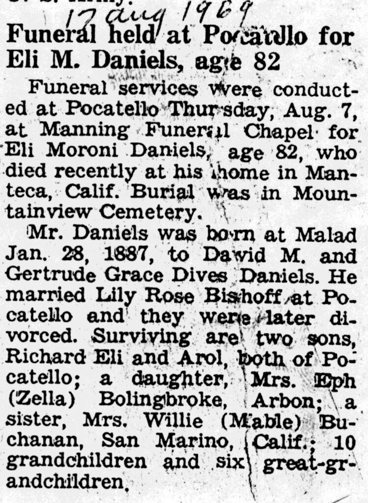 Eli Moroni Daniels obit