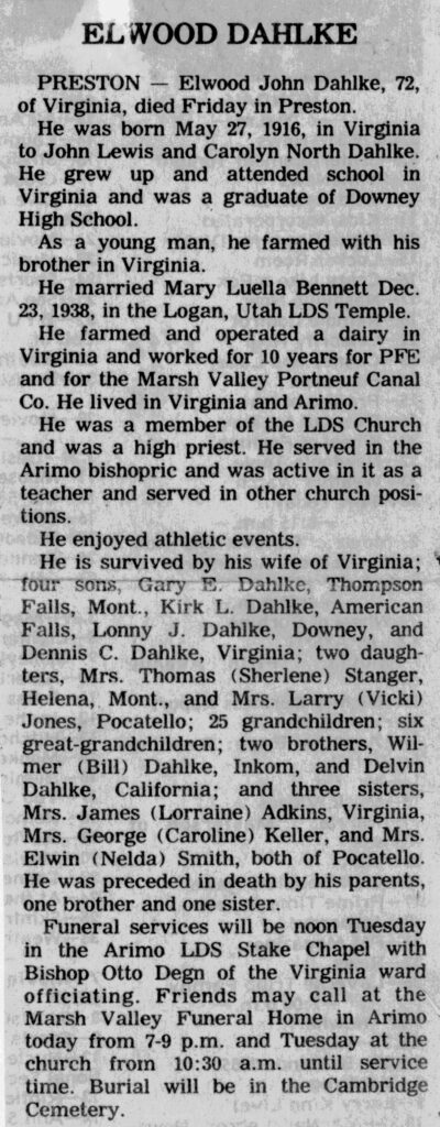 Elwood John Dahlke obit