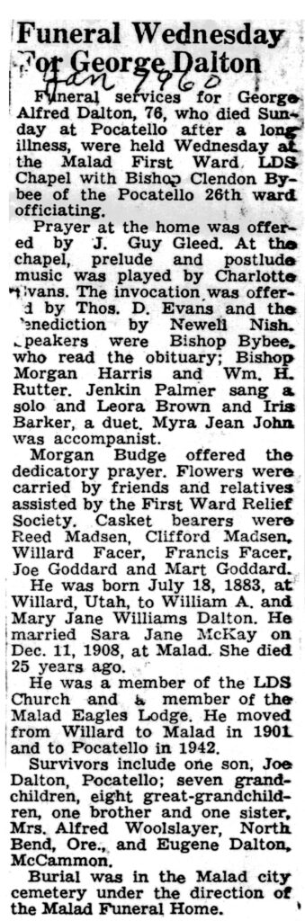 George Alfred Dalton funeral