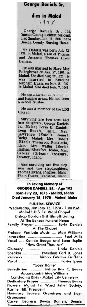 George Daniels Sr obit and program