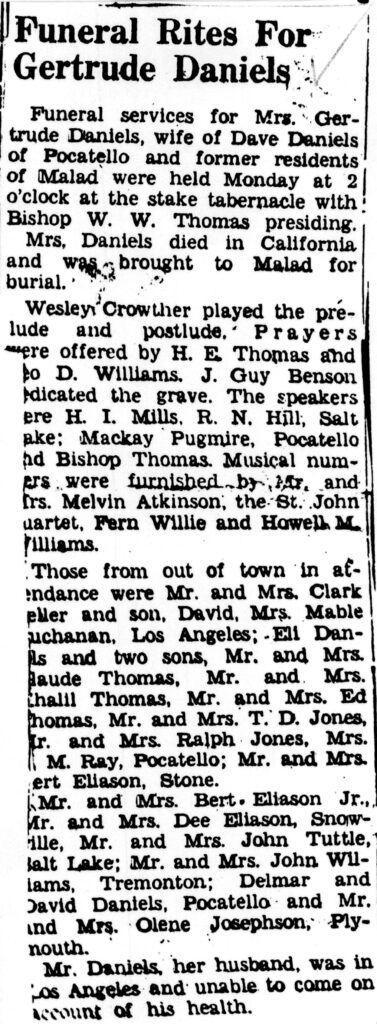 Gertrude Daniels funeral