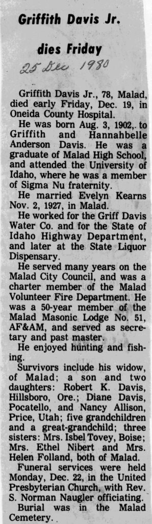 Griffith Davis Jr obit