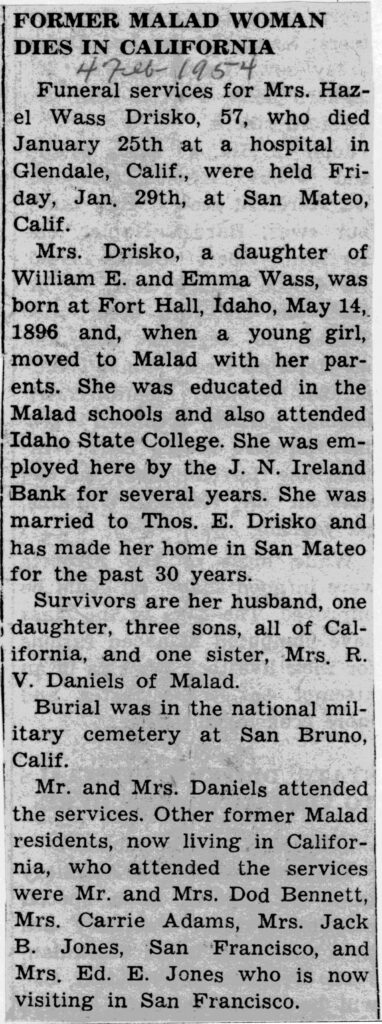 Hazel Wass Drisko obit