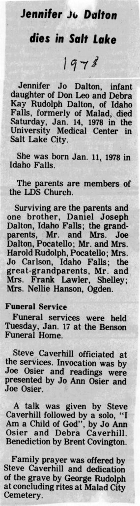 Jennifer Jo Dalton obit and funeral