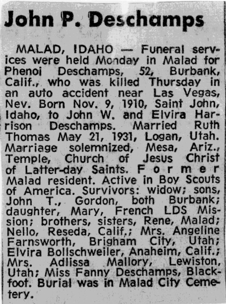 John Phenoi Deschamps obit