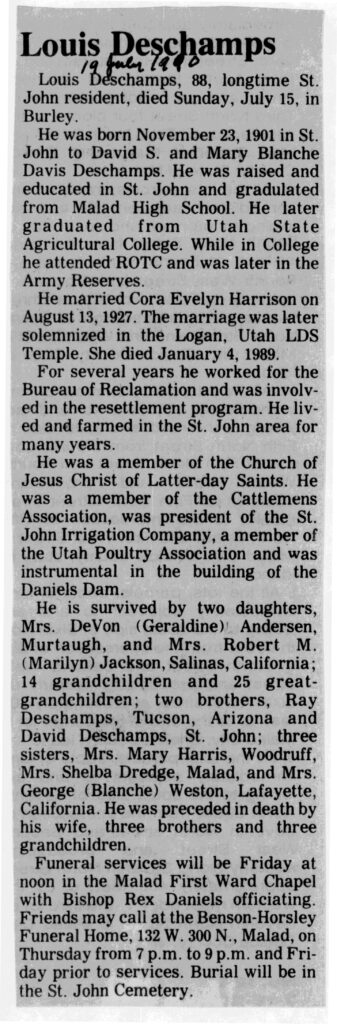 Louis Deschamps obit