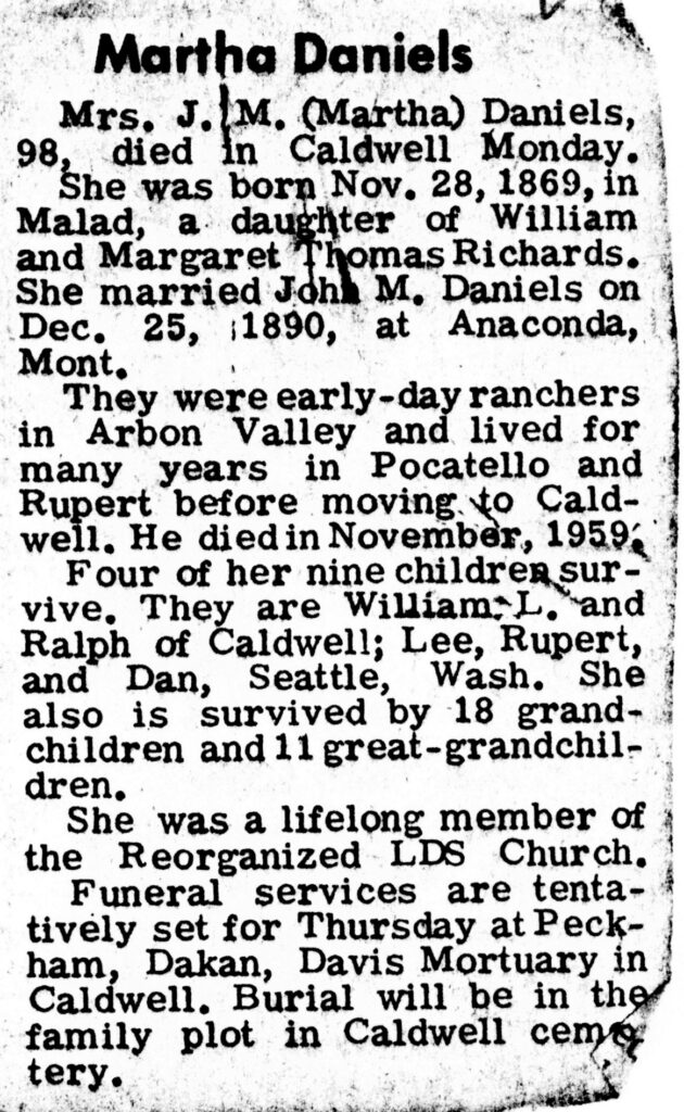 Martha Richards Daniels obit