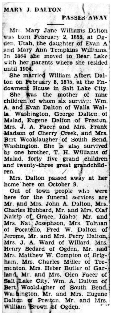 Mary Jane Williams Dalton obit