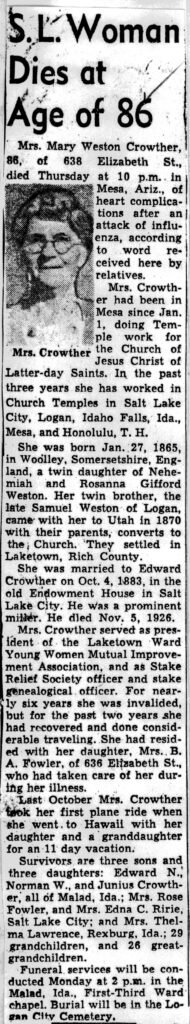 Mary Weston Crowther obit