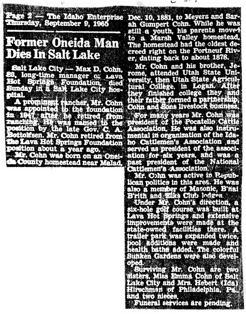 Max D Cohn obit