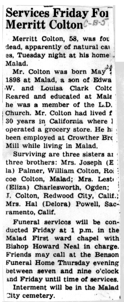Merritt Colton obit