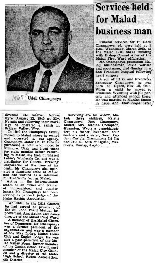 P Udell Champneys obit