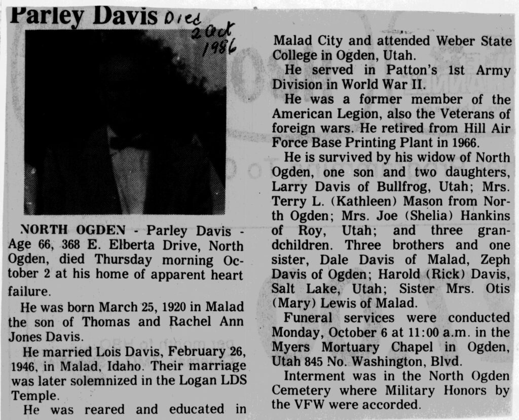 Parley Davis obit