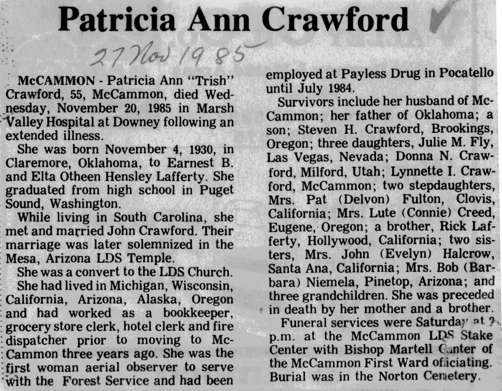 Patricia Ann Crawford obit