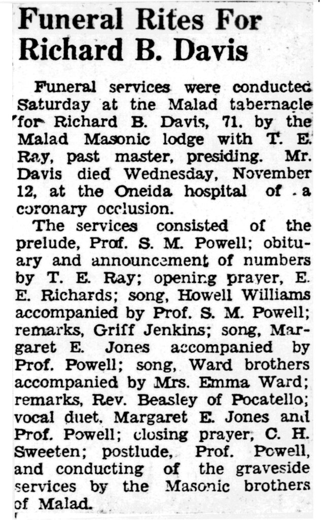 Richard B Davis funeral