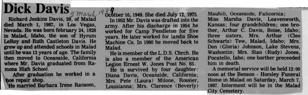 Richard Jenkins Davis obit