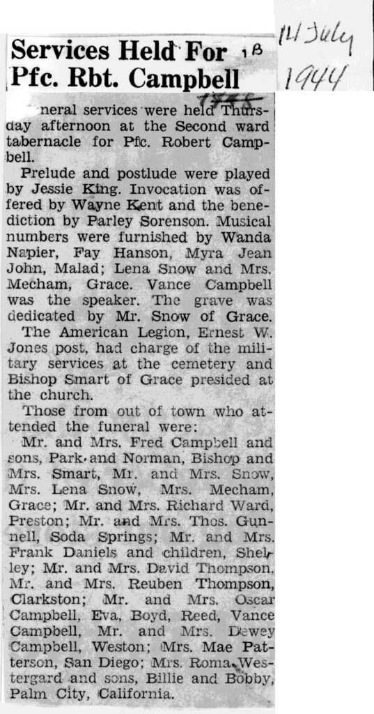 Robert Campbell Pfc obit