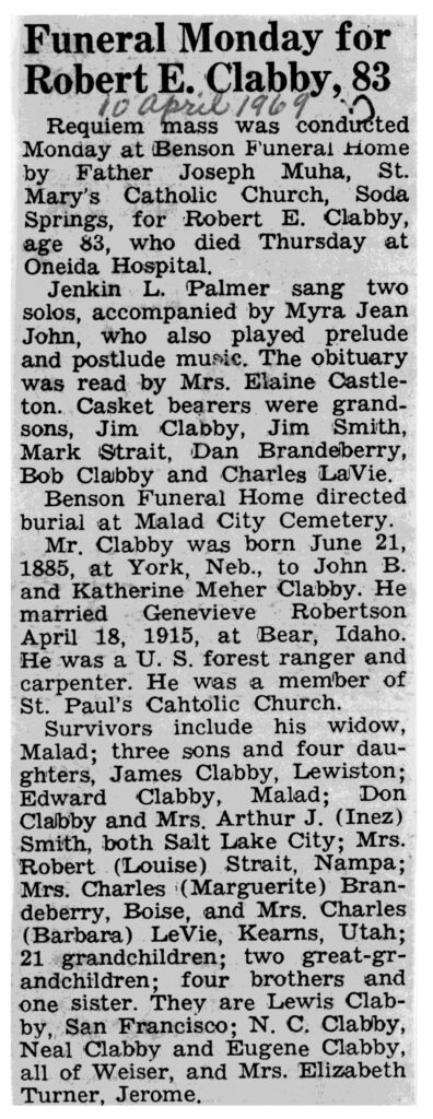 Robert E Clabby obit and funeral