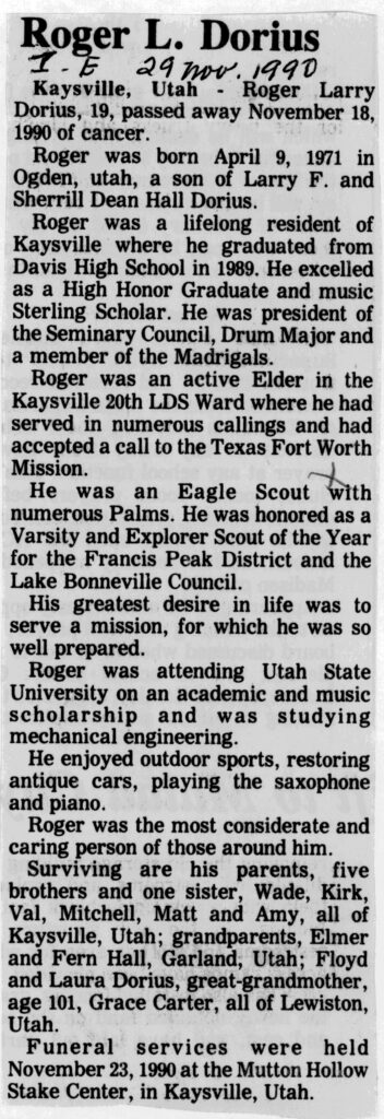 Roger Larry Dorius obit