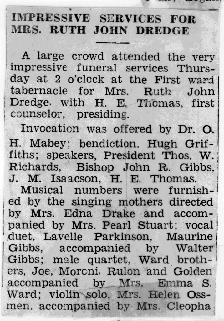 Ruth John Dredge funeral