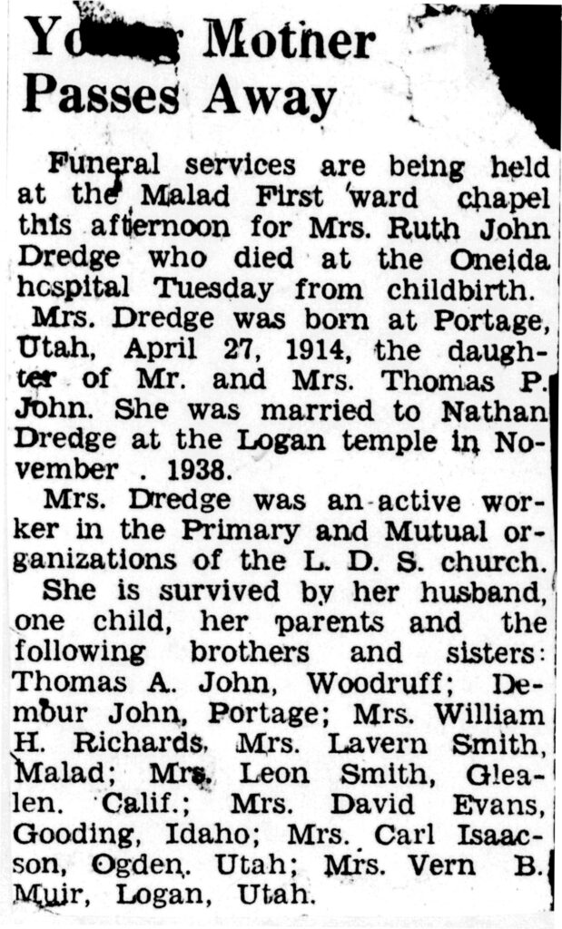 Ruth John Dredge obit
