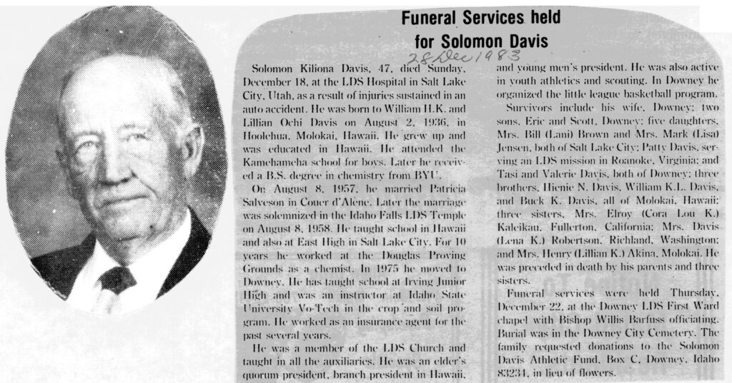Solomon Kiliona Davis obit