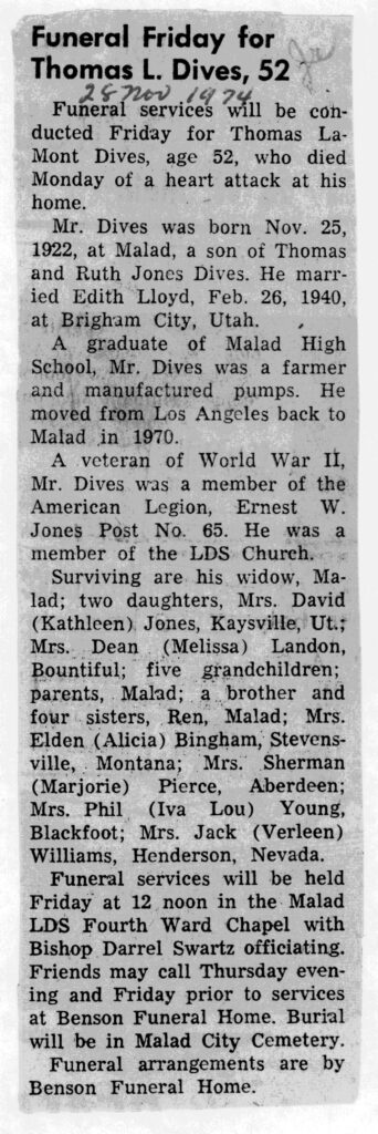 Thomas LaMont Dives1 obit