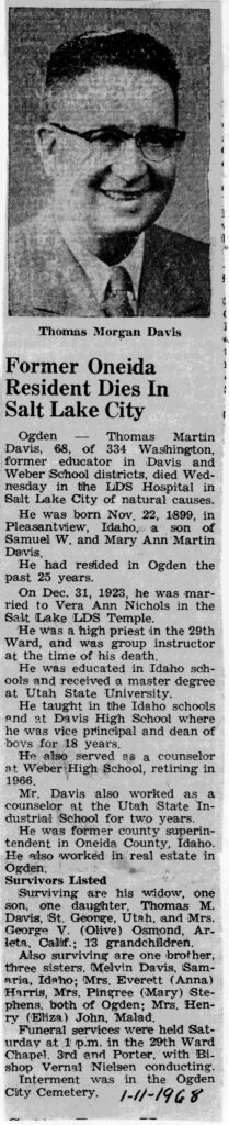 Thomas Morgan Davis obit