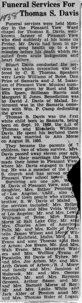 Thomas S Davis obit and funeral