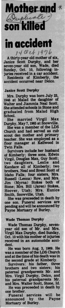 Wade Thomas Durphy obit