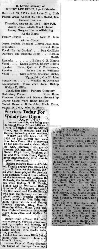 Wendy Lee Dunn obit, program and funeral