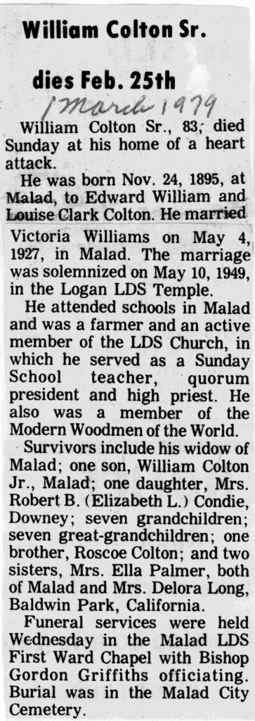 William Colton Sr obit