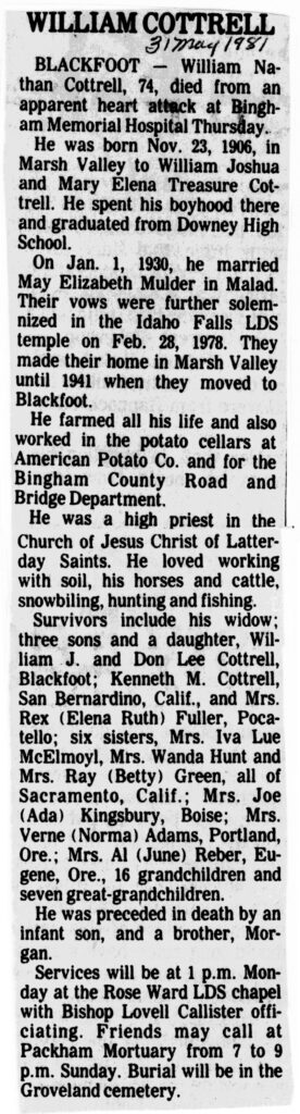 William Nathan Cottrell obit