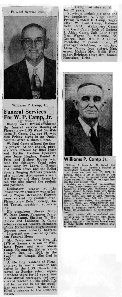 William P Camp Jr obit and funeral